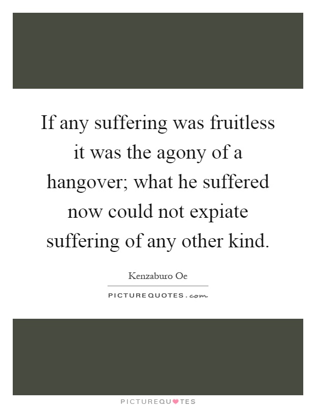 If any suffering was fruitless it was the agony of a hangover; what he suffered now could not expiate suffering of any other kind Picture Quote #1