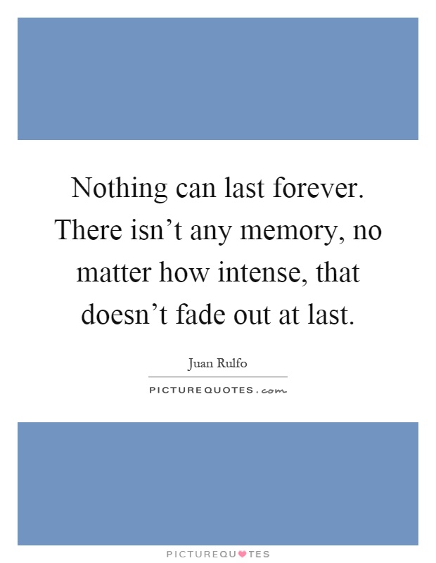 Nothing can last forever. There isn't any memory, no matter how intense, that doesn't fade out at last Picture Quote #1