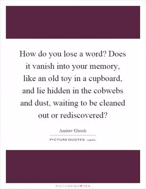 How do you lose a word? Does it vanish into your memory, like an old toy in a cupboard, and lie hidden in the cobwebs and dust, waiting to be cleaned out or rediscovered? Picture Quote #1