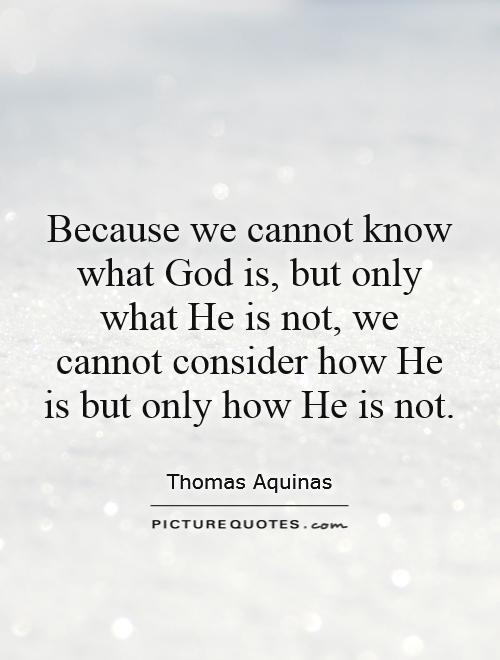 Because we cannot know what God is, but only what He is not, we cannot consider how He is but only how He is not Picture Quote #1