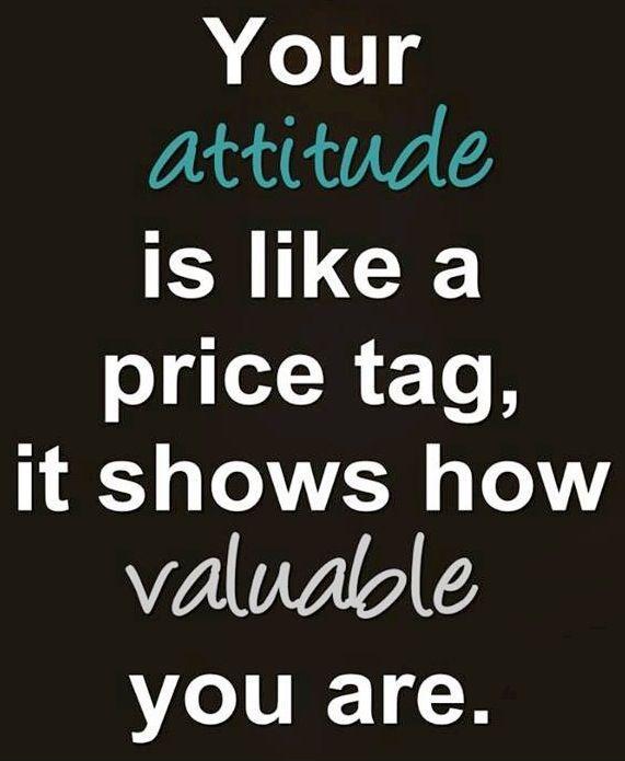 Your attitude is like a price tag, it shows how valuable you are Picture Quote #1