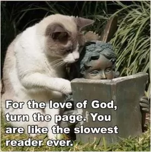 For the love of God, turn the page. You are like the slowest reader ever Picture Quote #1