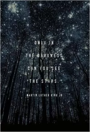 Only in the darkness can you see the stars Picture Quote #1