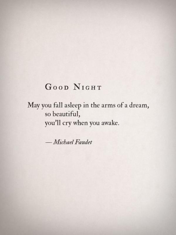 Good night. May you fall asleep in the arms of a dream, so beautiful, you'll cry when you awake Picture Quote #1
