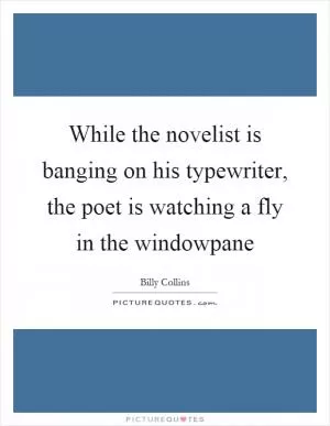 While the novelist is banging on his typewriter, the poet is watching a fly in the windowpane Picture Quote #1