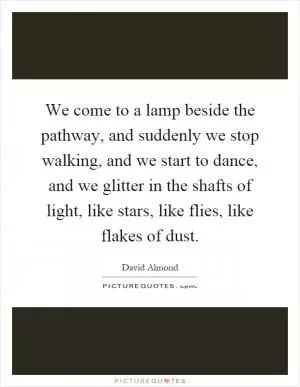 We come to a lamp beside the pathway, and suddenly we stop walking, and we start to dance, and we glitter in the shafts of light, like stars, like flies, like flakes of dust Picture Quote #1