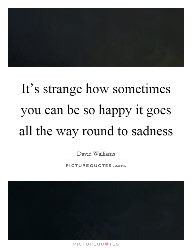 It's strange how sometimes you can be so happy it goes all the way round to sadness Picture Quote #1