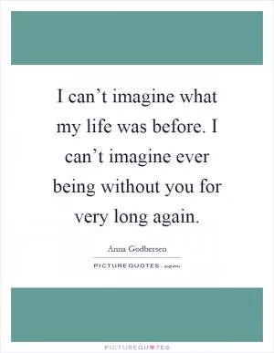 I can’t imagine what my life was before. I can’t imagine ever being without you for very long again Picture Quote #1