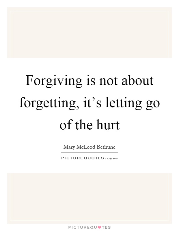 Forgiving is not about forgetting, it's letting go of the hurt Picture Quote #1