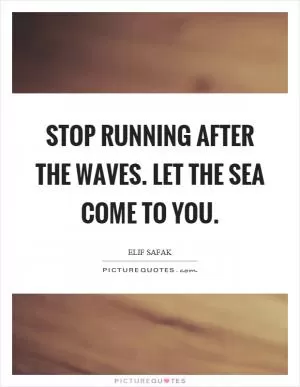 Stop running after the waves. Let the sea come to you Picture Quote #1