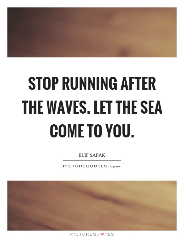Stop running after the waves. Let the sea come to you Picture Quote #1