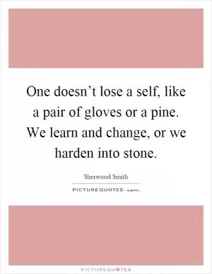 One doesn’t lose a self, like a pair of gloves or a pine. We learn and change, or we harden into stone Picture Quote #1