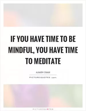If you have time to be mindful, you have time to meditate Picture Quote #1