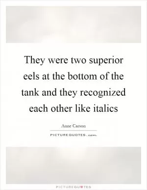 They were two superior eels at the bottom of the tank and they recognized each other like italics Picture Quote #1