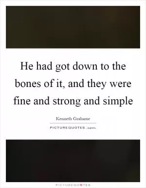 He had got down to the bones of it, and they were fine and strong and simple Picture Quote #1