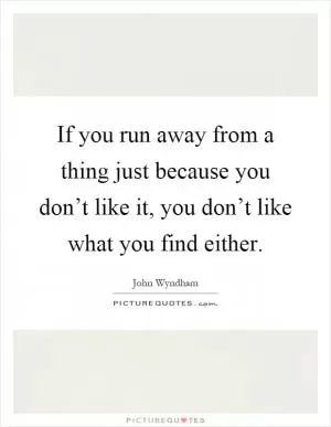 If you run away from a thing just because you don’t like it, you don’t like what you find either Picture Quote #1