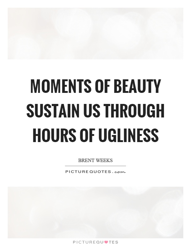 Moments of beauty sustain us through hours of ugliness Picture Quote #1