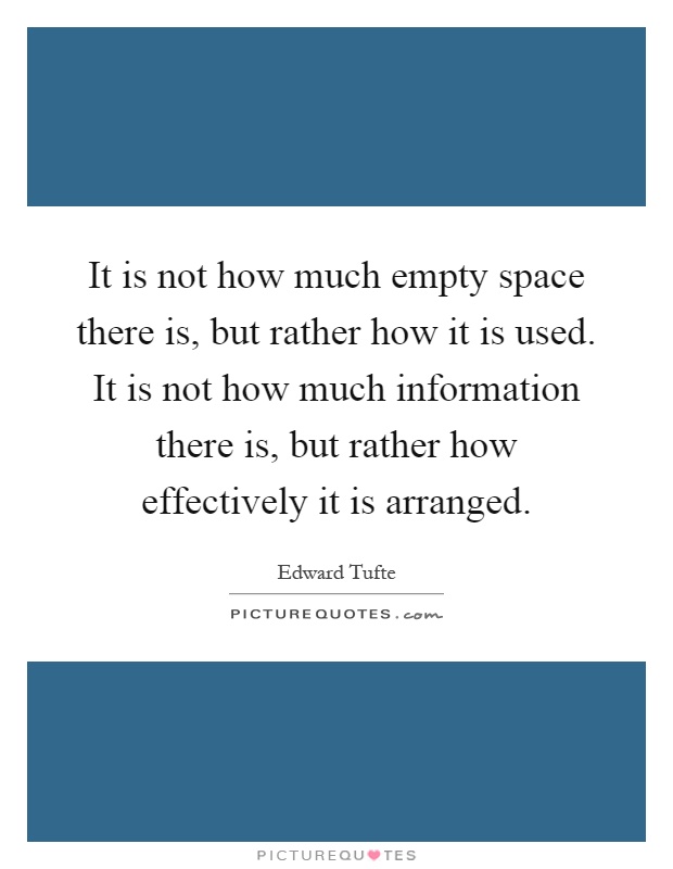 It is not how much empty space there is, but rather how it is used. It is not how much information there is, but rather how effectively it is arranged Picture Quote #1