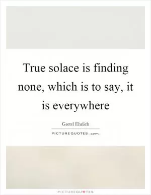True solace is finding none, which is to say, it is everywhere Picture Quote #1