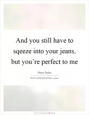 And you still have to sqeeze into your jeans, but you’re perfect to me Picture Quote #1