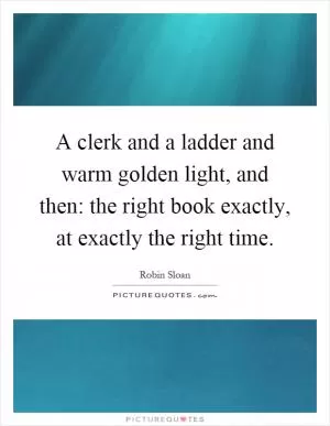 A clerk and a ladder and warm golden light, and then: the right book exactly, at exactly the right time Picture Quote #1