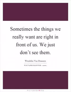 Sometimes the things we really want are right in front of us. We just don’t see them Picture Quote #1