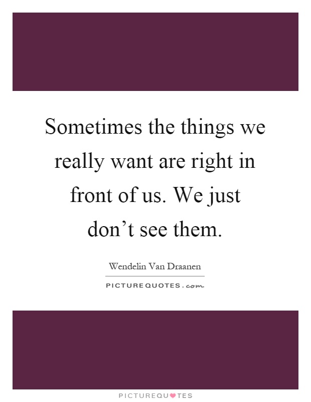 Sometimes the things we really want are right in front of us. We just don't see them Picture Quote #1