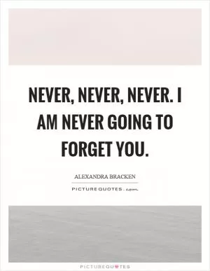 Never, never, never. I am never going to forget you Picture Quote #1