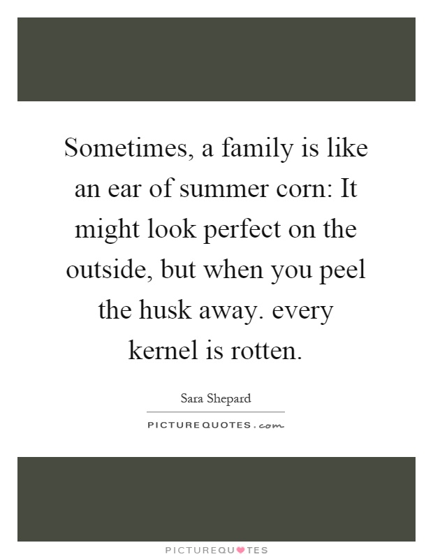 Sometimes, a family is like an ear of summer corn: It might look perfect on the outside, but when you peel the husk away. every kernel is rotten Picture Quote #1