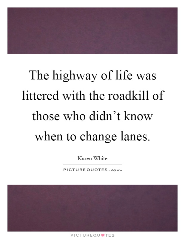The highway of life was littered with the roadkill of those who didn't know when to change lanes Picture Quote #1