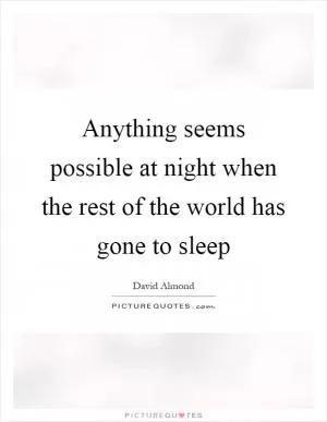 Anything seems possible at night when the rest of the world has gone to sleep Picture Quote #1