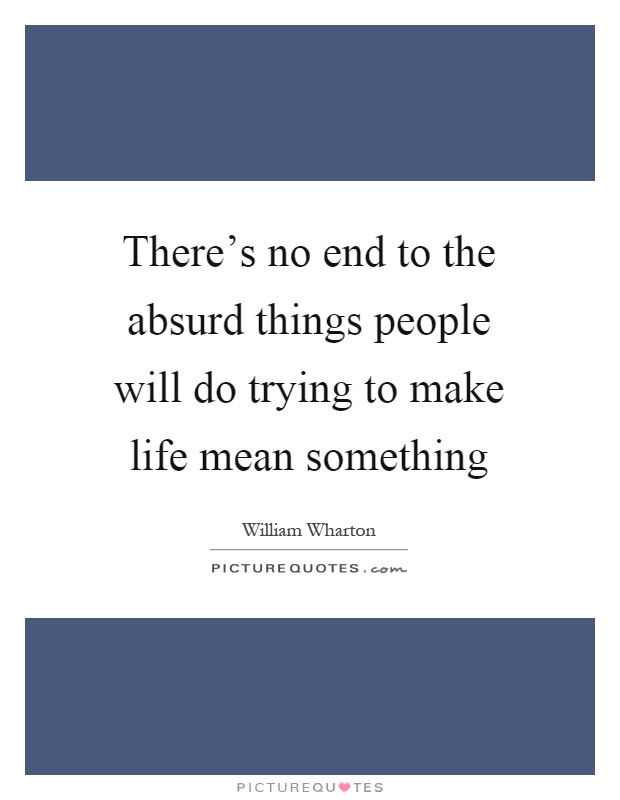There's no end to the absurd things people will do trying to make life mean something Picture Quote #1