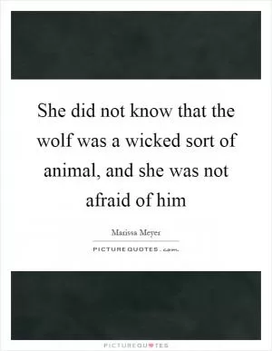 She did not know that the wolf was a wicked sort of animal, and she was not afraid of him Picture Quote #1