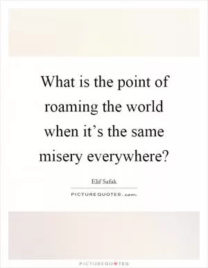 What is the point of roaming the world when it’s the same misery everywhere? Picture Quote #1