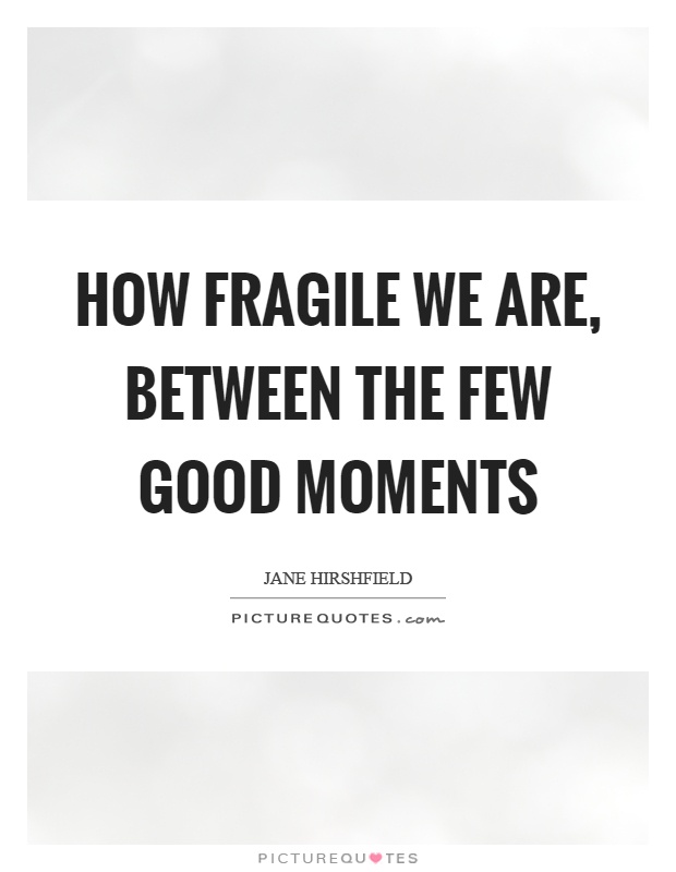 How fragile we are, between the few good moments Picture Quote #1