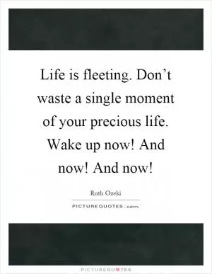 Life is fleeting. Don’t waste a single moment of your precious life. Wake up now! And now! And now! Picture Quote #1