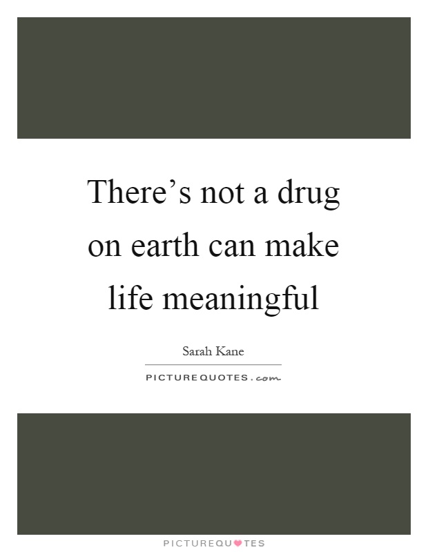 There's not a drug on earth can make life meaningful Picture Quote #1