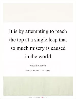 It is by attempting to reach the top at a single leap that so much misery is caused in the world Picture Quote #1