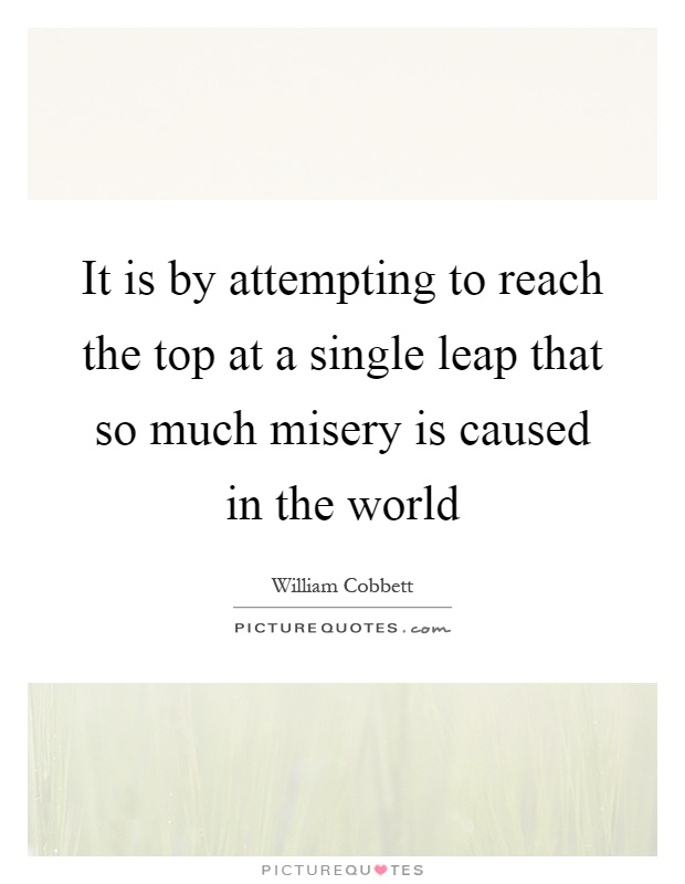 It is by attempting to reach the top at a single leap that so much misery is caused in the world Picture Quote #1