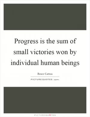 Progress is the sum of small victories won by individual human beings Picture Quote #1