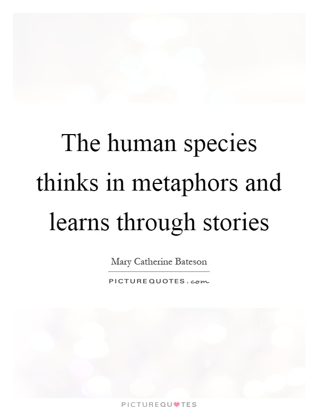 The human species thinks in metaphors and learns through stories Picture Quote #1
