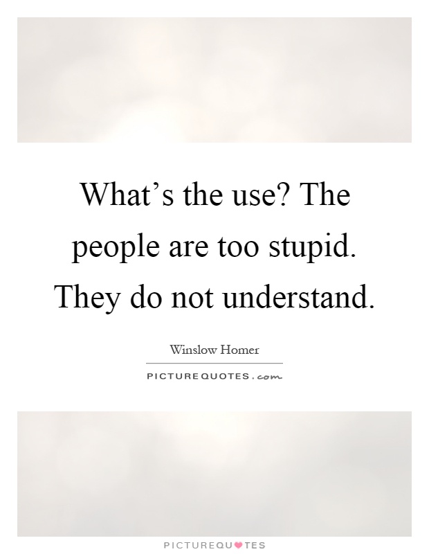 What's the use? The people are too stupid. They do not understand Picture Quote #1