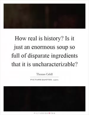 How real is history? Is it just an enormous soup so full of disparate ingredients that it is uncharacterizable? Picture Quote #1