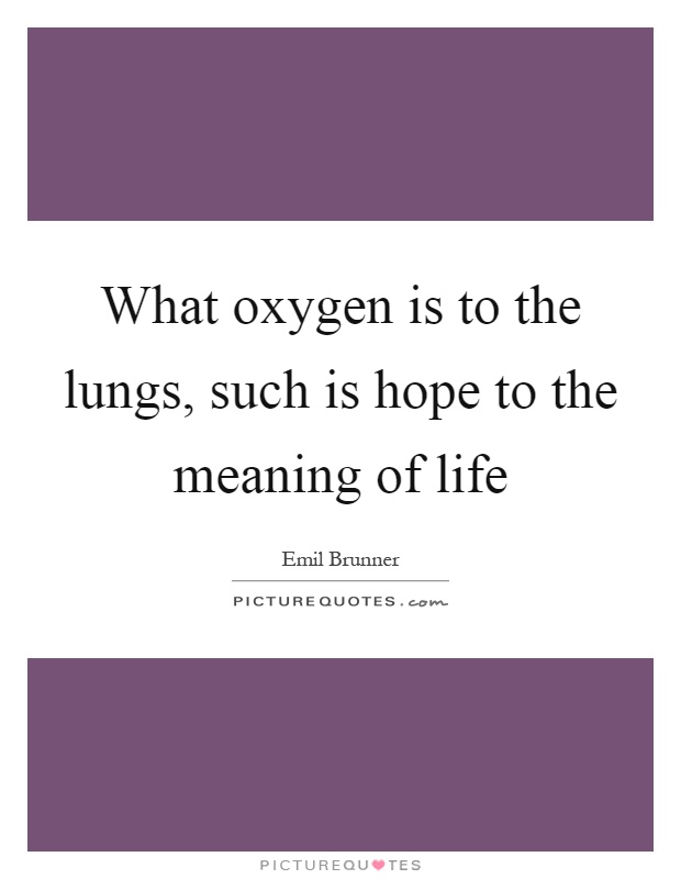 What oxygen is to the lungs, such is hope to the meaning of life Picture Quote #1