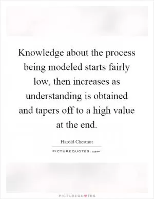 Knowledge about the process being modeled starts fairly low, then increases as understanding is obtained and tapers off to a high value at the end Picture Quote #1