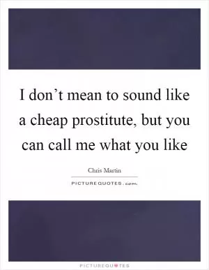 I don’t mean to sound like a cheap prostitute, but you can call me what you like Picture Quote #1