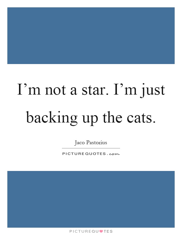 I'm not a star. I'm just backing up the cats Picture Quote #1