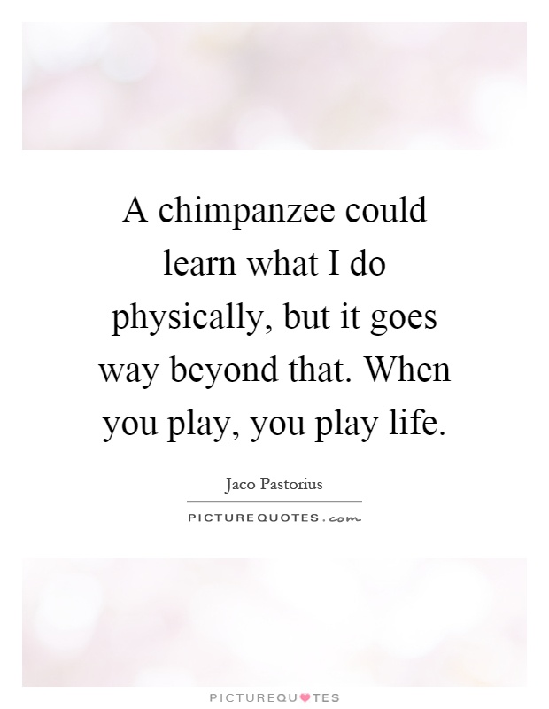 A chimpanzee could learn what I do physically, but it goes way beyond that. When you play, you play life Picture Quote #1