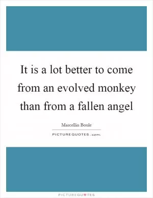 It is a lot better to come from an evolved monkey than from a fallen angel Picture Quote #1