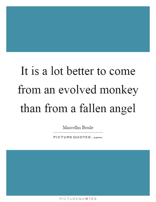 It is a lot better to come from an evolved monkey than from a fallen angel Picture Quote #1